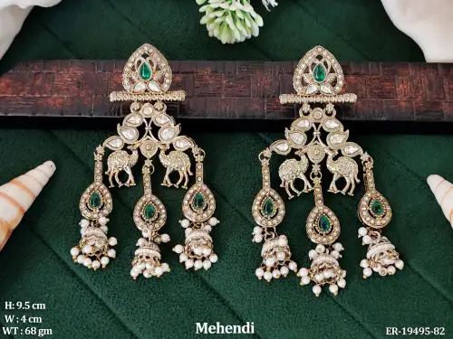 Mehendi Finish Antique Jhumka Earrings for Women