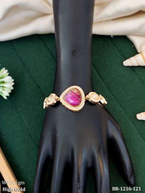 Traditional Kundan Hand Bracelet for Festive Wear