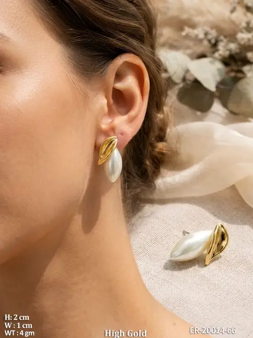 Leaf Earrings with Pearls