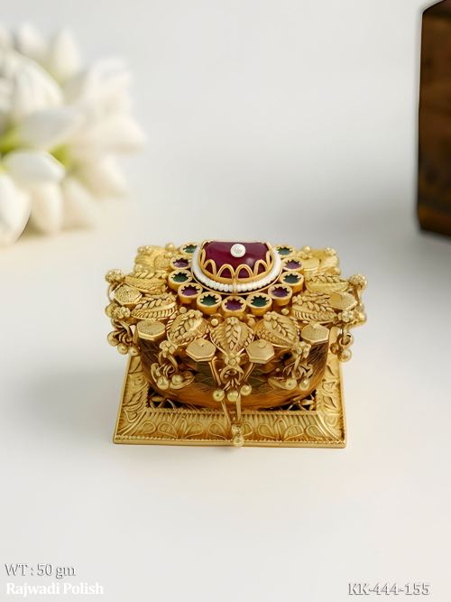 Traditional Rajwadi Designer Kumkum Box for Pooja