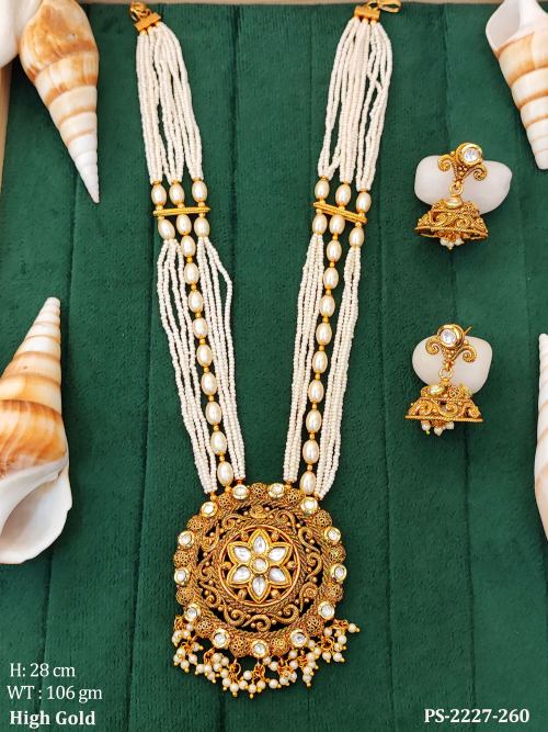 Round Center Flower Designer Long Pendant Set
