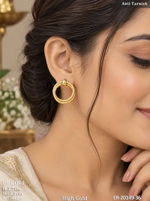 Anti Tarnish High Gold Hoop Earrings