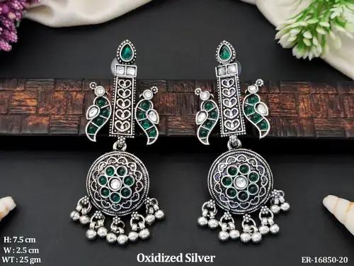 Beaded Drop Earrings for Women in Green, photo 2 of 5
