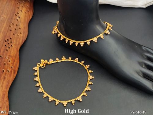 Antique High Gold Polish Fancy Full Stone Payal  
