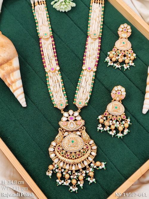 Rajwadi Finish Statement Necklace Set for Women, photo 2 of 3
