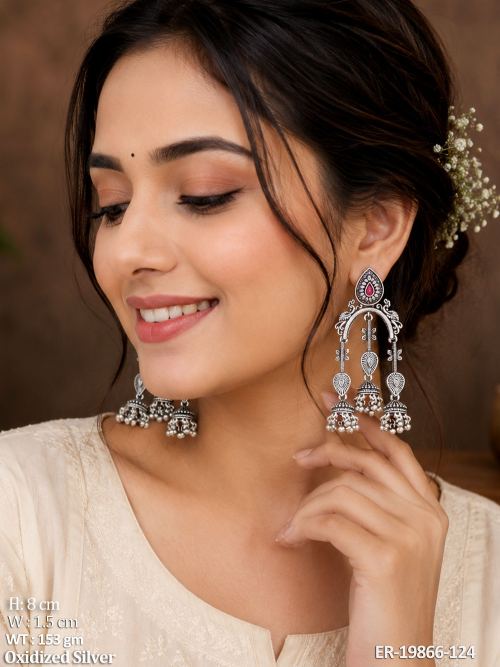Long Stone-Studded Earrings for Women Set of 4