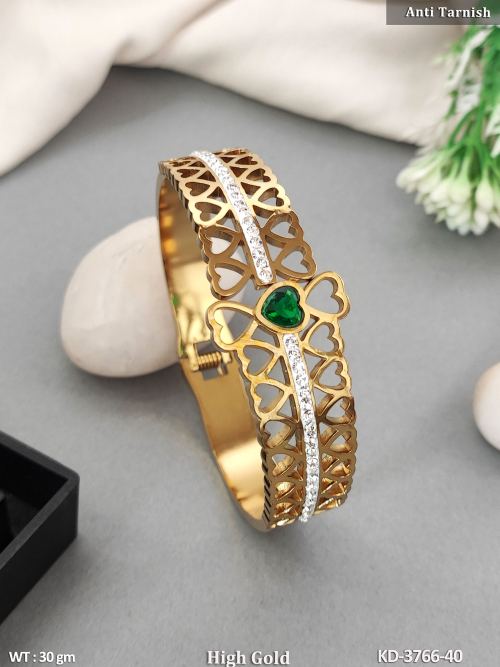 Stone-Studded Kada with Heart Design, photo 2 of 4