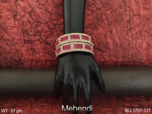 Party Wear Antique Bangles in Mehendi Finish for Women Set of 2, photo 6 of 6