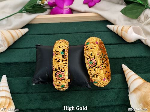 Peacock Bangles in Rajwadi Finish Set of 2