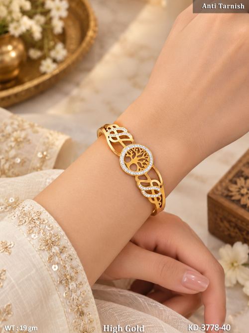 Anti Tarnish Tree Design High Gold Kada