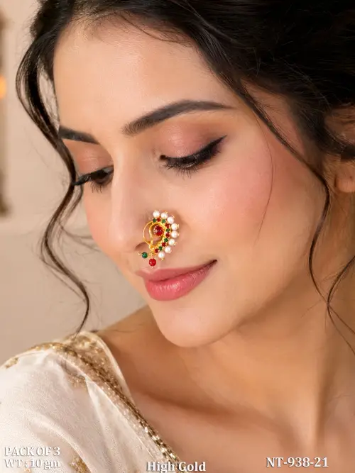 Designer High Gold Maharashtrian Nose Ring Set