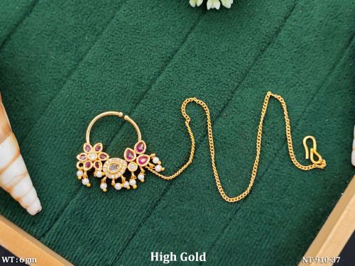 Premium Antique Finish Pearl Drop Nath Jewelry
