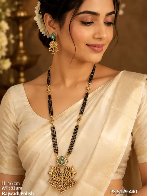 Rajwadi Polish Heritage Mangalsutra Pendant Set
