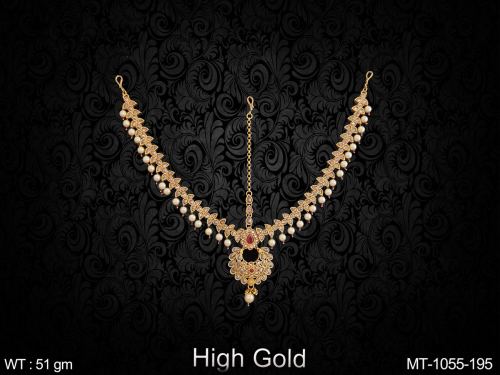 Party Wear Antique Tikka with Stone Work in Ruby, photo 2 of 2