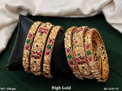 Elegant Floral Stone Designer Bangles Set