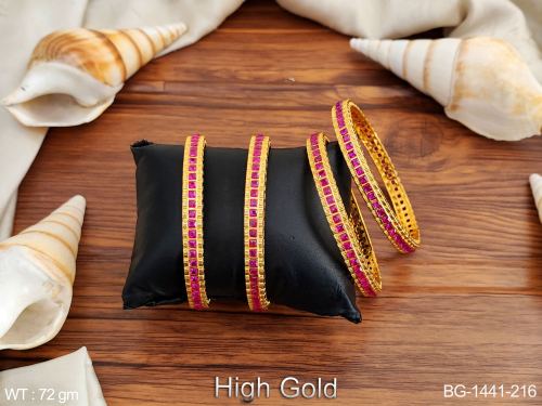 Graceful Antique Stone-Studded Bangles Set of 4