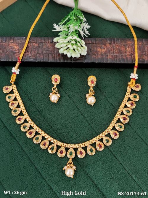 Party Wear Antique Jewellery Set with Stone Work in Ruby Green, photo 2 of 5