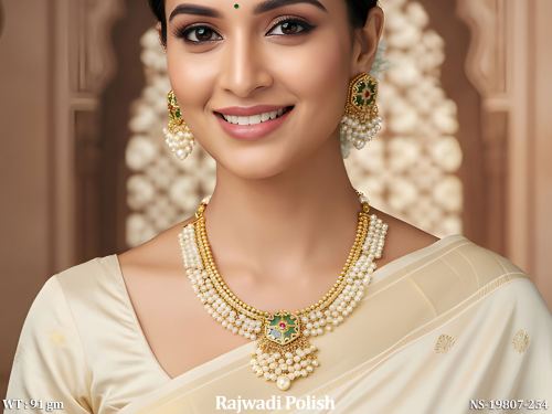 Heritage Necklace Set with Stone Work in Rajwadi Finish