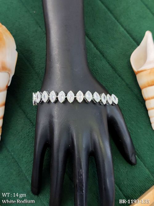 White Rodium  American Diamond Party Wear Bracelet