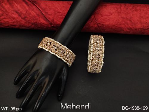 Party Wear Antique Bangles with Pearls Set of 2