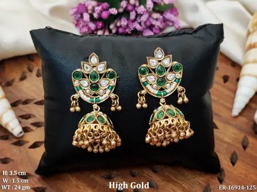 Stone-Studded Antique Jhumkas for Women
