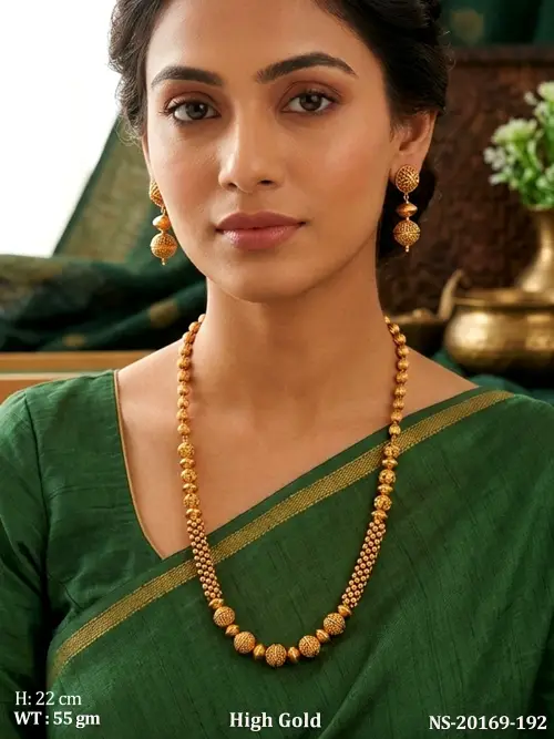 Classic Stone-Studded Antique Necklace Set with Earrings for Women