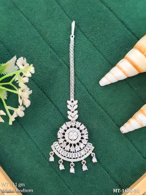 White Rhodium Full Stone Maang Tikka
