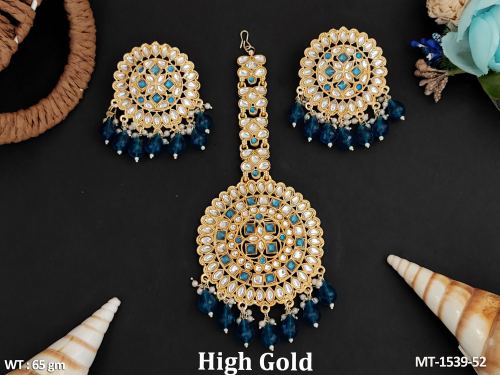 Antique Jewellery Designer High Gold Polish Fancy Style Maang Tikka  