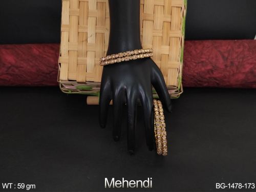 Mehendi Finish Stone-Studded Bangles