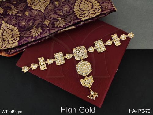 High Gold Polish Designer Fancy Style Beautiful Hair Accessories Sheeshphool Kundan Matha Patti  