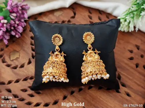 Antique Jhumka Earrings with Stone Work