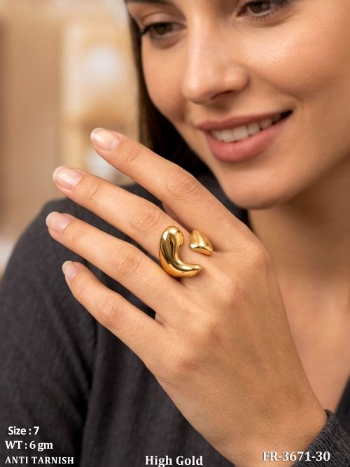 Anti Tarnish High Gold Open Adjustable Finger Ring
