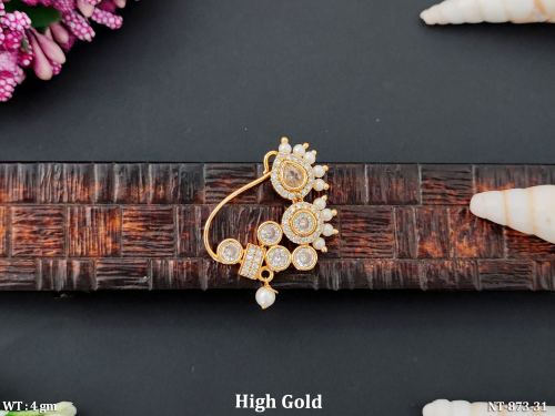 Antique Designer High Gold Polish Full Stone Nath 