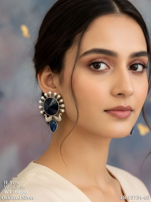 Peacock Stone-Studded Drop Earrings for Women