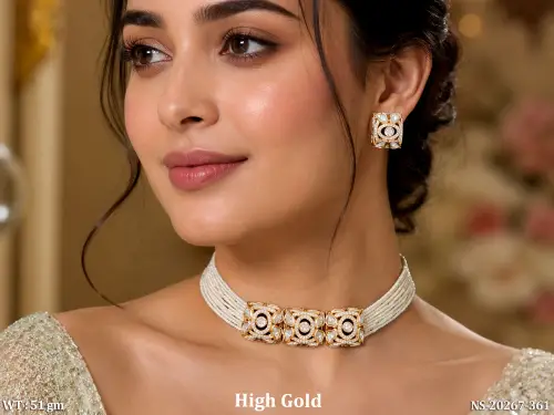 Wedding Wear Kundan Jewellery Set with Pearls