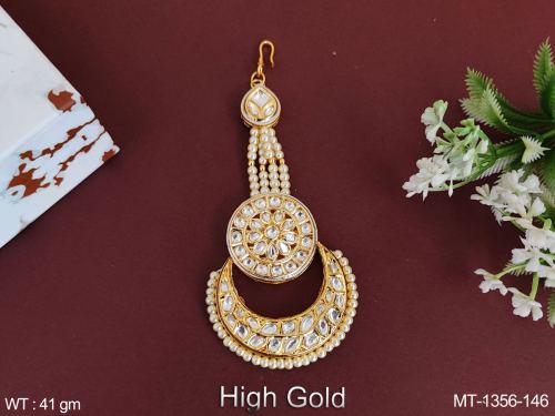 Classic Party Wear Kundan Maang Tikka in White, photo 4 of 4