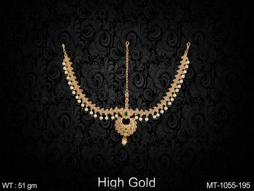 Party Wear Antique Tikka with Stone Work