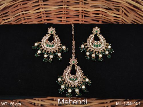 Party Wear Antique Maang Tikka with Pearls