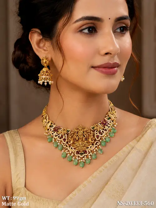 South Indian Temple Jewellery Lakshmi Designer Necklace Set