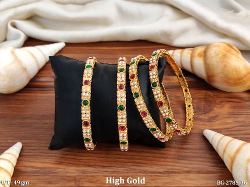 Classic Stone-Studded Bangles Set of 4