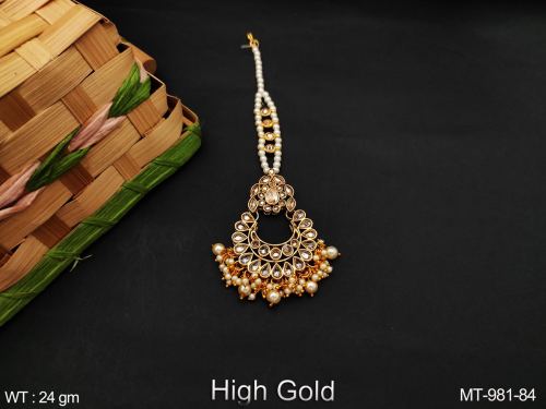 Pearl Maang Tikka with Bead Fringe