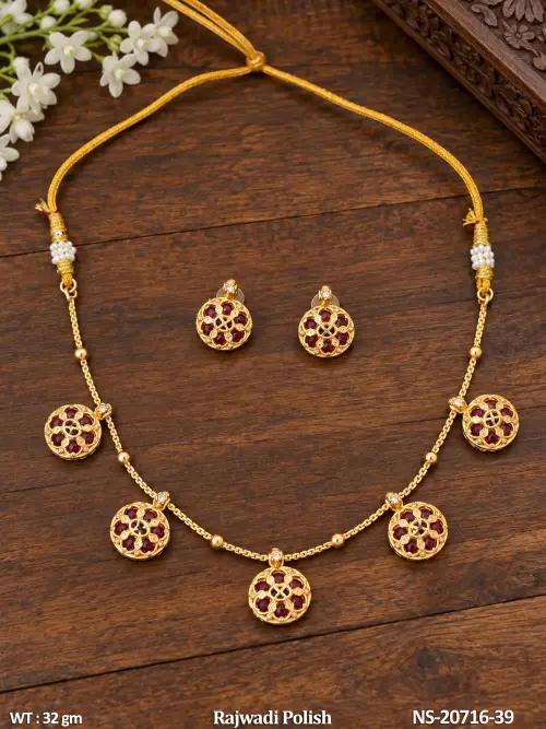 Classic Short Stone-Studded Necklace Set for Women