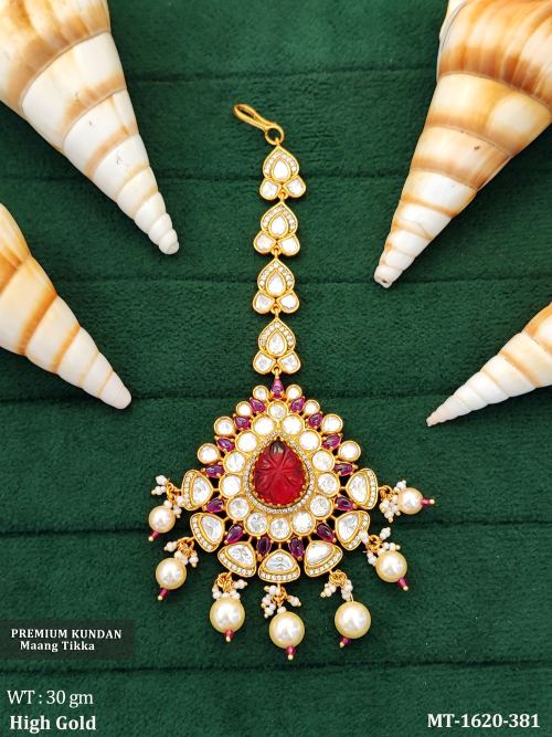 Bridal Kundan Tikka in Ruby, photo 3 of 6