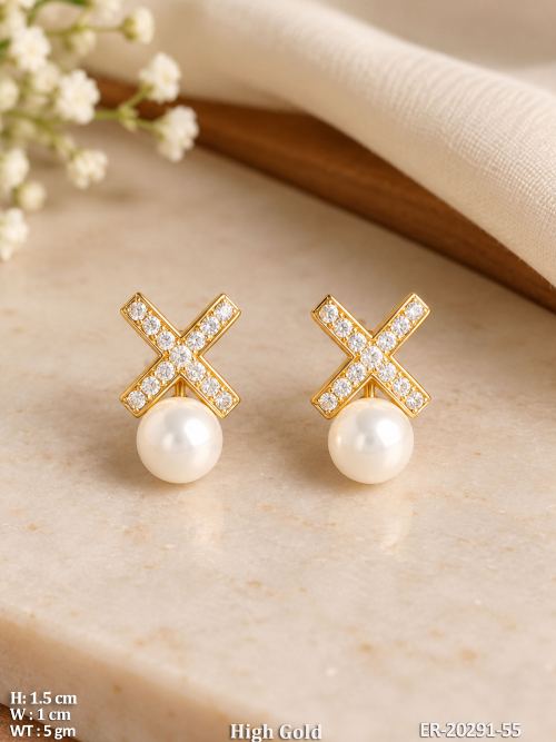 Classic White Earrings with Pearls, photo 2 of 2