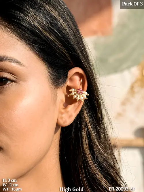 Beautiful Gold Floral Pearl Earrings