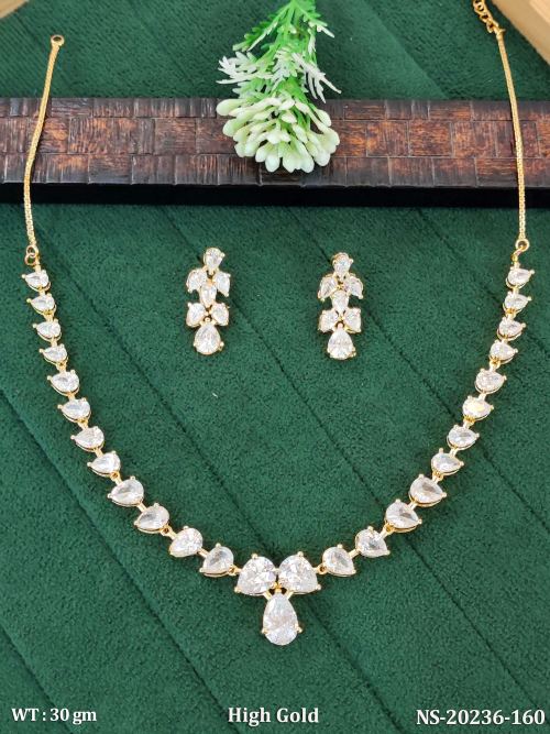 White Necklace Set with American Diamond Stones, photo 2 of 3
