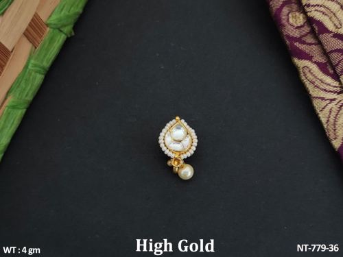 Kundan Jewellery High Gold Polish Party Wear Kundan Nath 