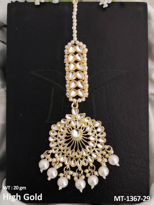 Pearl Kundan Maang Tikka with Pearls