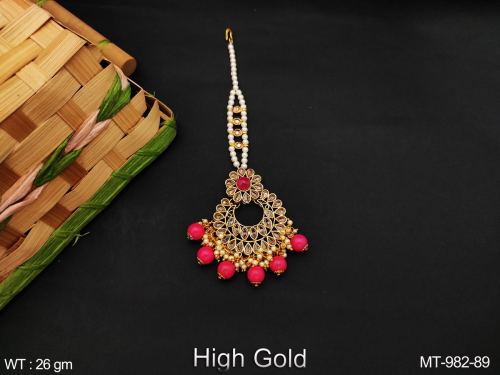 Stone-Studded Maang Tikka with Tassel Design