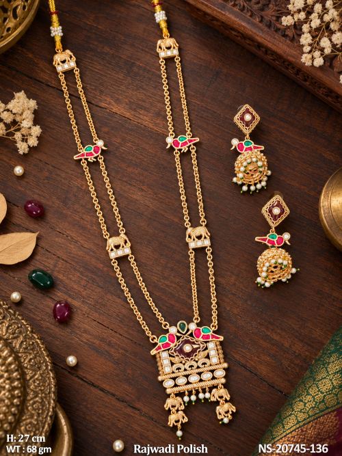 Traditional Necklace Set with Earrings with Stone Work in Ruby, photo 2 of 3
